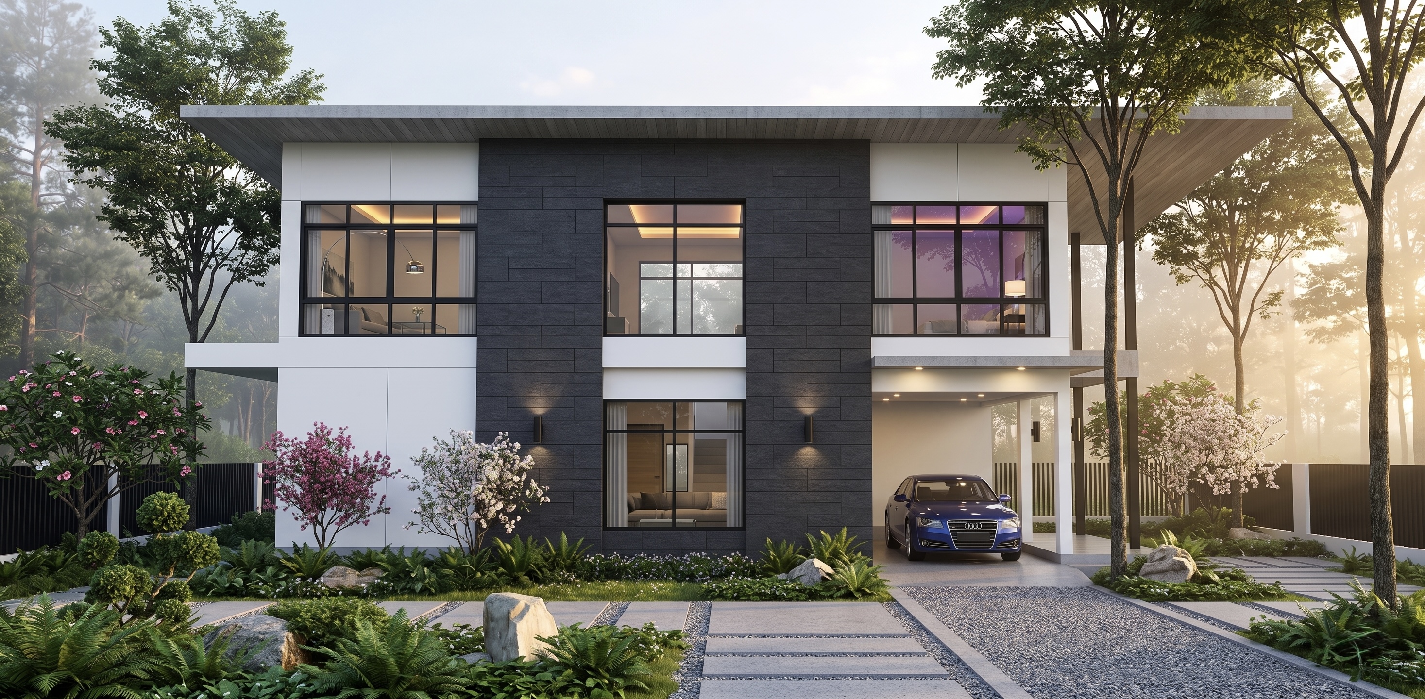 แบบบ้านโมเดิร์น 2 ชั้น,  แบบบ้าน modern style, แบบบ้านสองชั้น, แบบบ้าน 3 ห้องนอน, แบบบ้าน 3 ห้องนอน 3 ห้องน้ำ, แบบบ้าน 