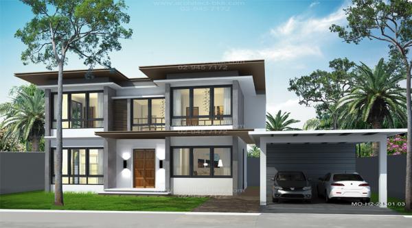 แบบบ้านโมเดิร์น 2 ชั้น,  แบบบ้าน modern style, แบบบ้านสองชั้น, แบบบ้าน 3 ห้องนอน, แบบบ้าน 3 ห้องนอน 3 ห้องน้ำ, แบบบ้าน 