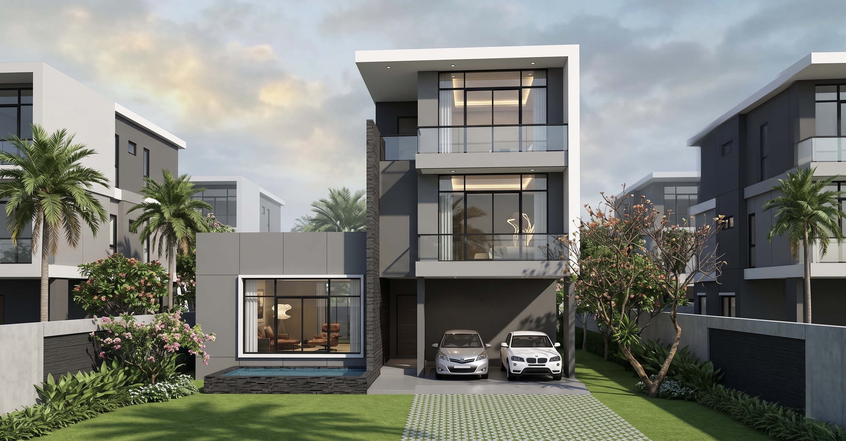 แบบบ้านโมเดิร์น 3 ชั้น,  แบบบ้าน modern style, แบบบ้าน 3 ชั้น, แบบบ้าน 4 ห้องนอน, แบบบ้าน 4 ห้องนอน 4 ห้องน้ำ, แบบบ้าน 