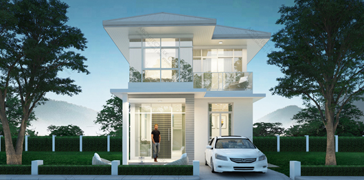 แบบบ้านทรอปิคอล 2 ชั้น,  แบบบ้าน tropical style, แบบบ้านสองชั้น, แบบบ้าน 3 ห้องนอน, แบบบ้าน 3 ห้องนอน 3 ห้องน้ำ, แบบบ้าน 