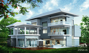 แบบบ้านสามชั้น, แบบบ้านทรอปิคอล, แบบบ้าน tropical style, แบบบ้านสามชั้น 5 ห้องนอน, แบบบ้าน TR-H3-60501.04, แบบบ้านทรอปิคอล 3 ชั้น